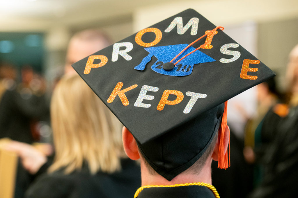 Graduate's cap saying Promise Kept
