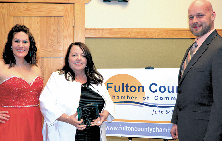 Jeri Burkhart receiving Non-Profit Organization of the Year award from Fulton County Chamber of Commerce