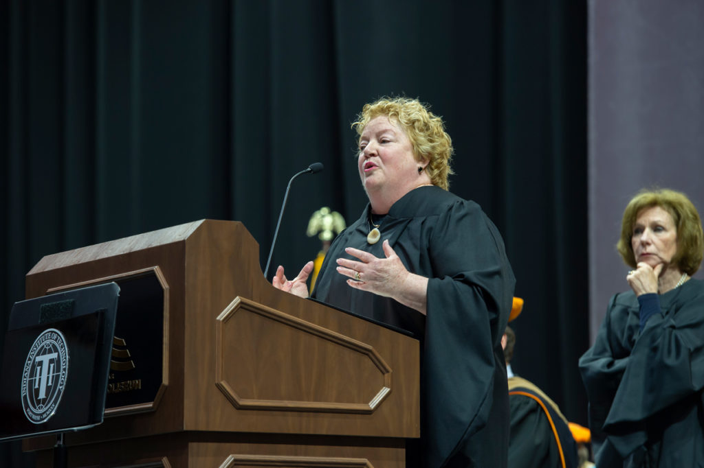 Marilyn Moran-Townsend speaking to the graduating class of 2019