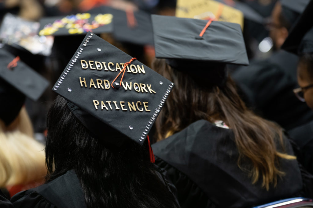 Graduating student with her cap displaying 