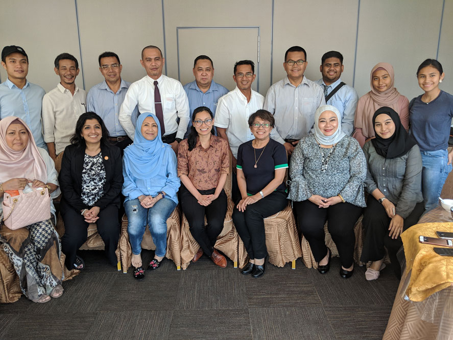 A group photo featuring Sharmila Chowdhury, Director of International Admissions and Indiana Tech Graduate Alumni in Malayisa during a luncheon.