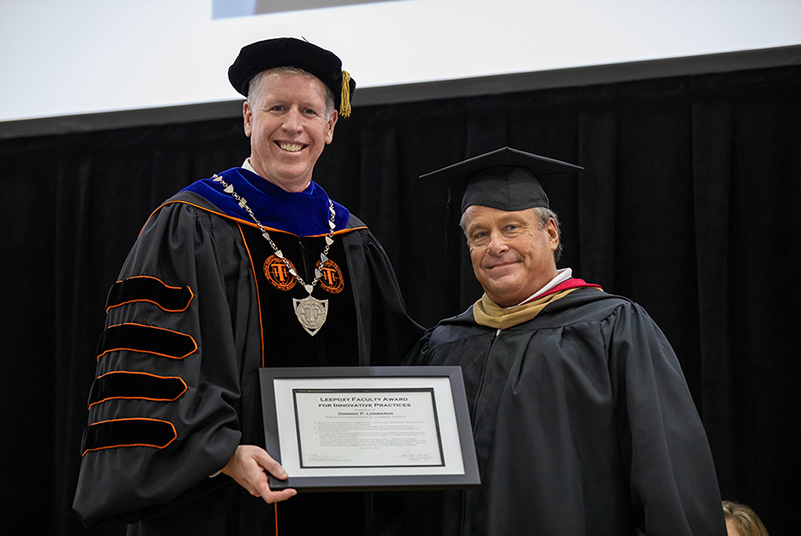 Dominic Lombardo, associate professor and director of Indiana Tech’s Center for Criminal Justice, recognized as Indiana Tech’s 2019 Leepoxy Award for Teaching Innovation