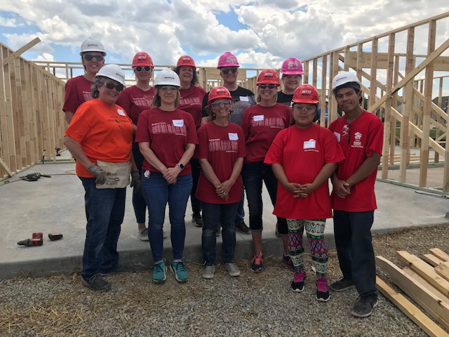 Group of nine women from Indiana Tech that participated in Habitat for Humanity