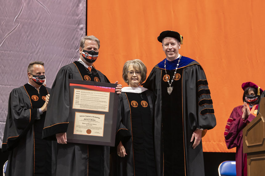 Professor Hamman was recognized with an honorary doctorate for her service to Indiana Tech