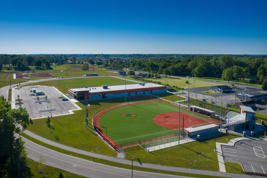 Warrior Park aerial campus view